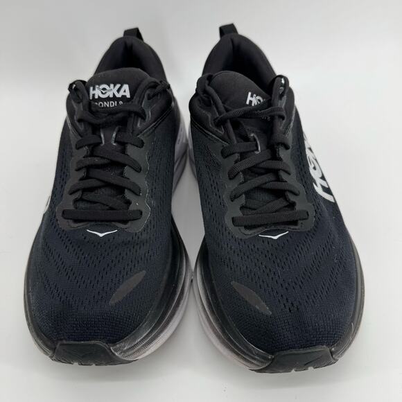 HOKA Bondi 8 Black White Women’s Running Shoes Size 9B Cushioned Sneakers - Picture 2 of 7